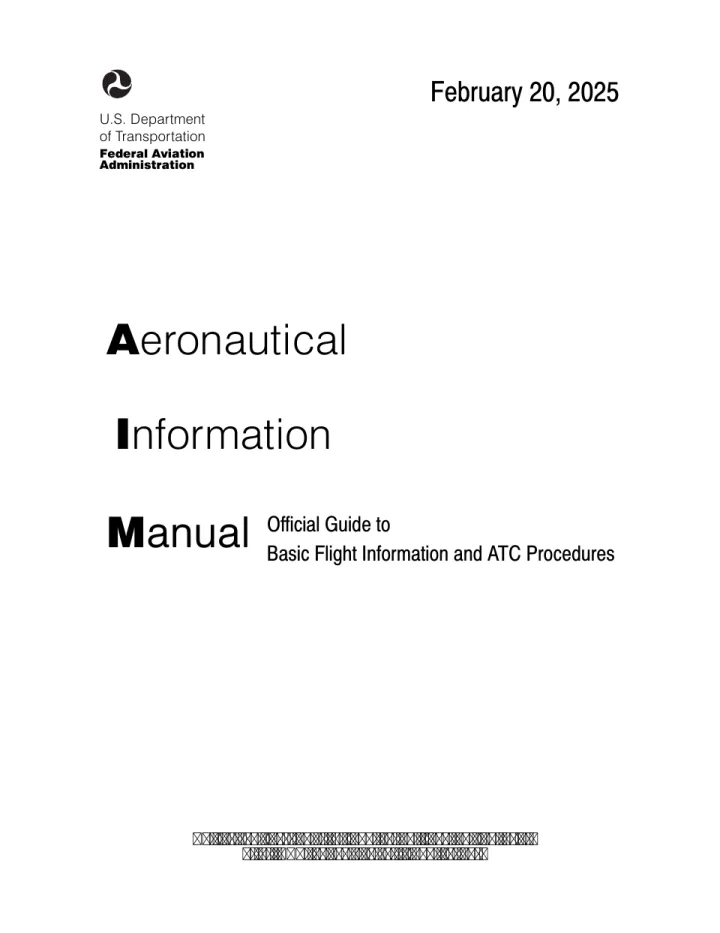 Cover of the Aeronautical Information Manual