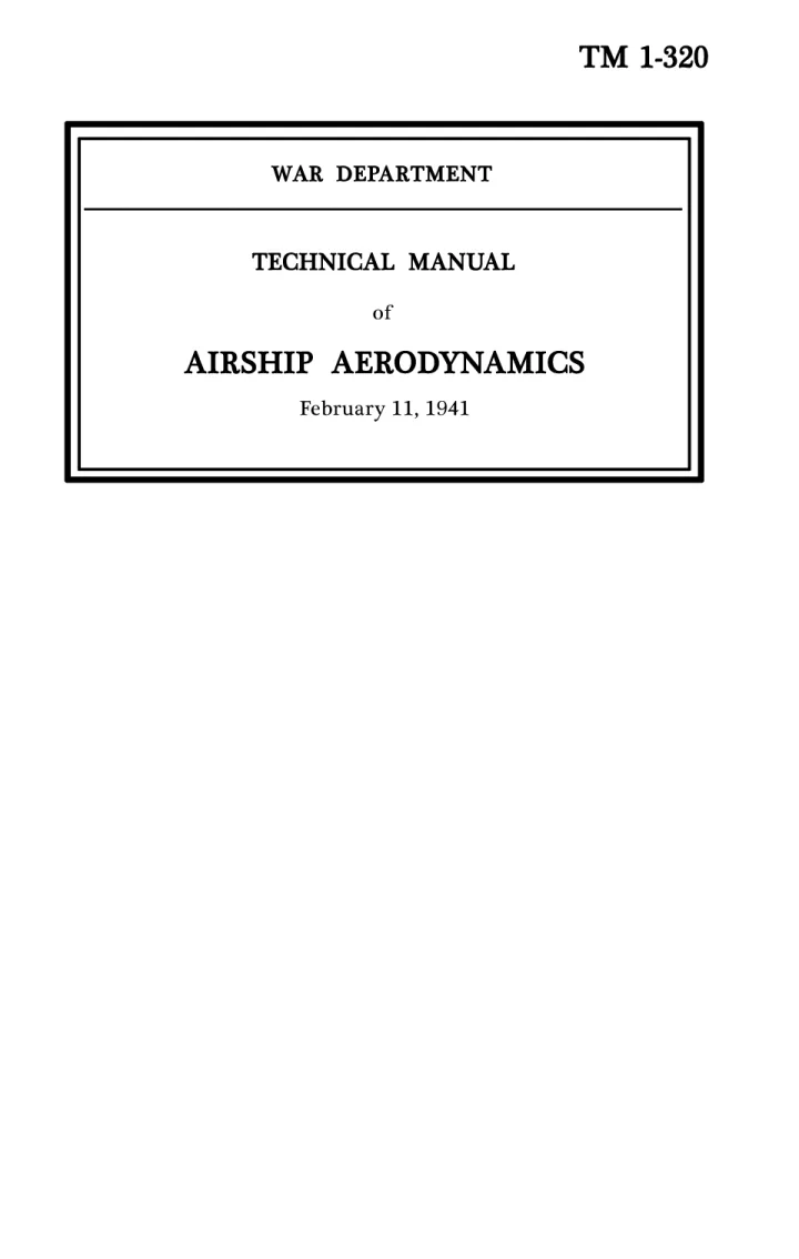 Cover of Airship Aerodynamics Technical Manual