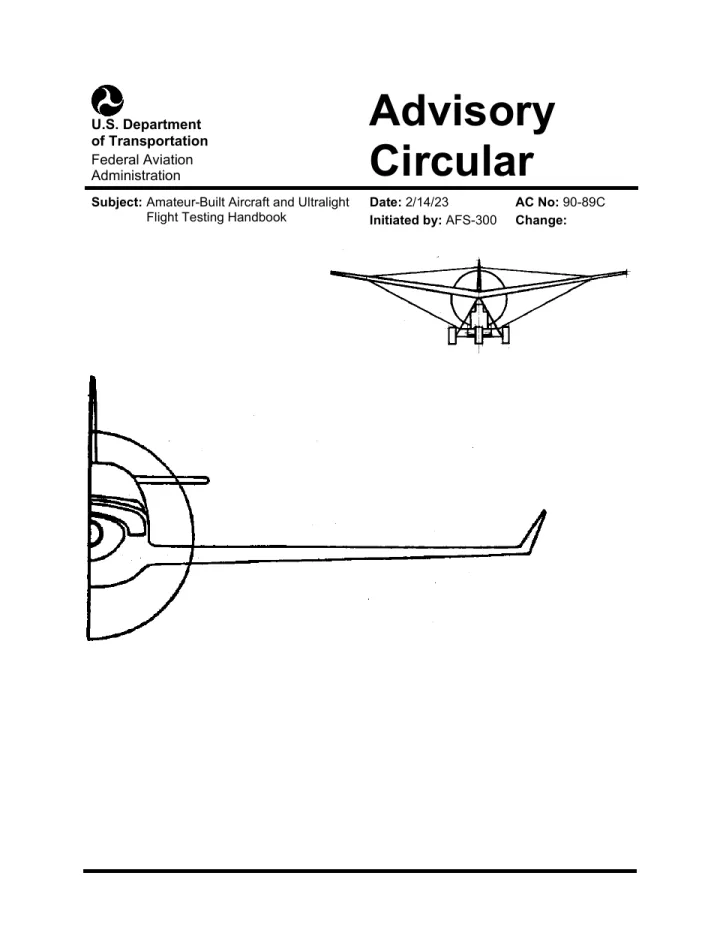 Cover of Amateur-Built Aircraft and Ultralight Flight Testing Handbook