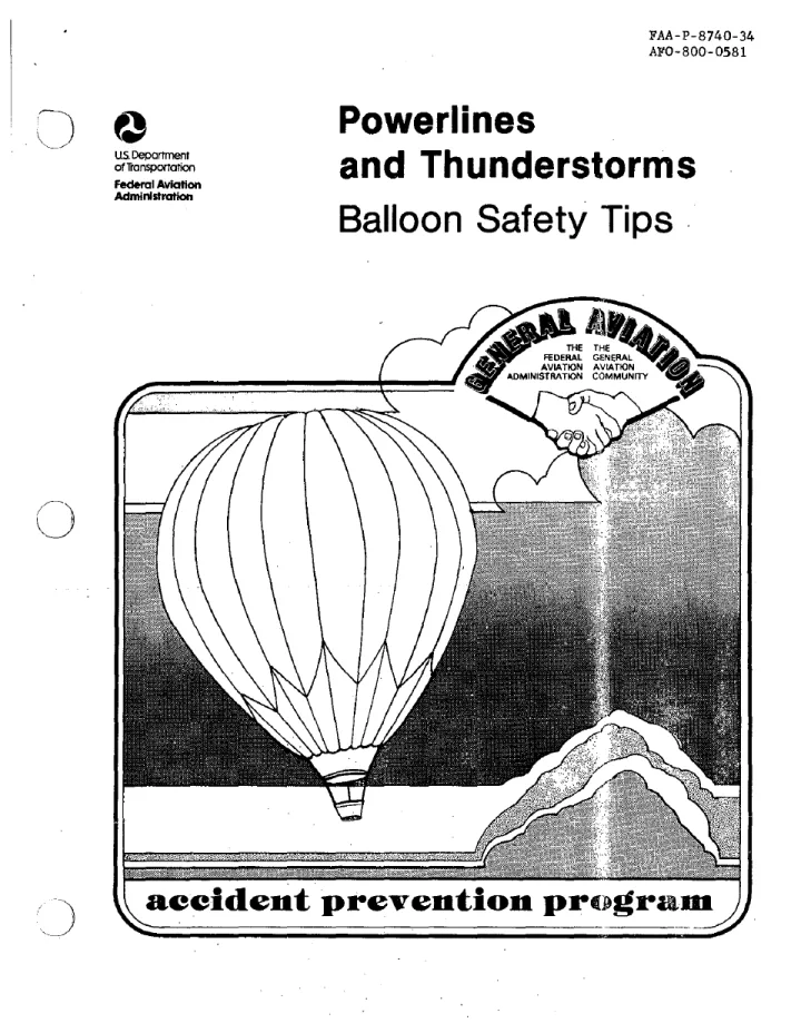 Cover of Balloon Safety Tips - Powerlines and Thunderstorms