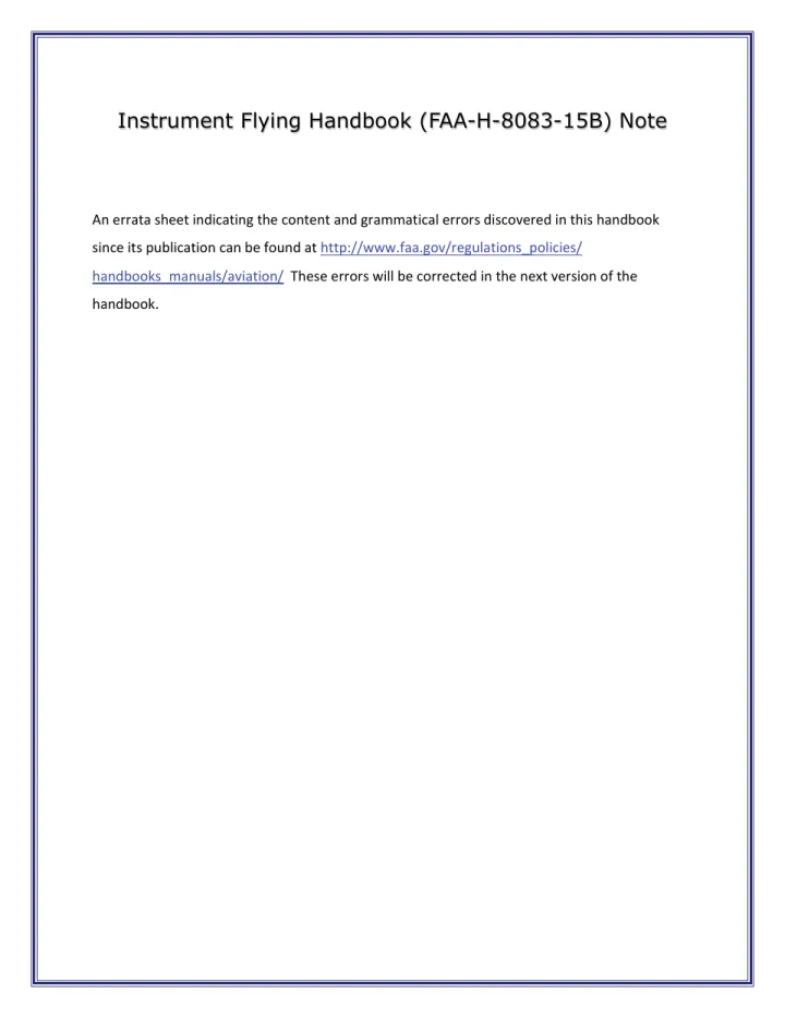 Cover of Instrument Flying Handbook